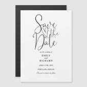 白黒モダンの結婚式の日付を保存 マグネット招待状 (正面/裏面)