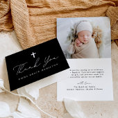 白黒モダンの脚本写真バプテスマ サンキューカード