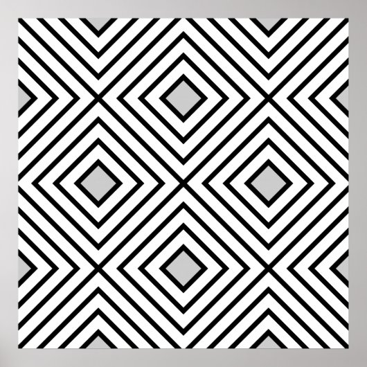 白黒モダンの部族のパタストライプーン ポスター (正面)