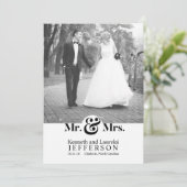 白黒モダンのMr.とMr.発表 案内状 (スタンド正面)