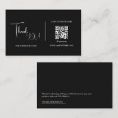 白黒モダンのQRコードサンキューカード 名刺 (正面/裏面)