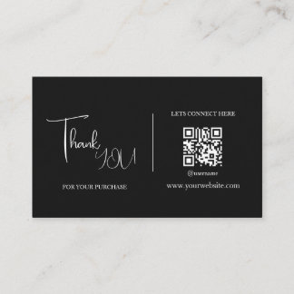 白黒モダンのQRコードサンキューカード 名刺