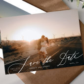 白黒モダンのQRコード写真の日付の保存 セーブザデート