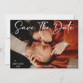 白黒モダンのQRコード写真の日付の保存 招待状 (正面)