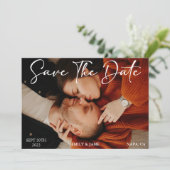 白黒モダンのQRコード写真の日付の保存 招待状 (スタンド正面)