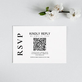 白黒モダンのRSVPカークラシックド 出欠カード