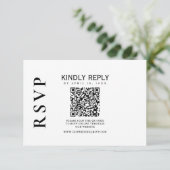 白黒モダンのRSVPカークラシックド 出欠カード (スタンド正面)