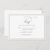 白黒モダンのRSVPカード 出欠カード (正面/裏面)