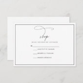 白黒モダンのRSVPカード 出欠カード (正面/裏面)