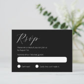 白黒モダンのRSVPカード 出欠カード (スタンド正面)