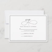 白黒モダンのRSVPカード 出欠カード (正面)