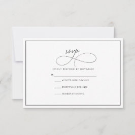 白黒モダンのRSVPカード 出欠カード