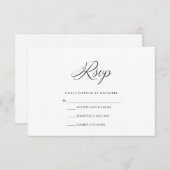 白黒モダンのRSVPカード 出欠カード (正面/裏面)