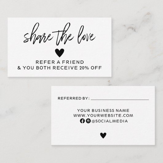 白黒モダンは友人カードを参照 名刺 (正面/裏面)