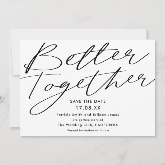 白黒モダンを一緒に良い日付を保存 セーブザデート (正面)