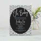 白黒モダンアフリカの赤ちゃんシャワー 招待状 (スタンド正面)