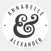 白黒モダンアンパサンドタイポグラフィ対 ラウンドシール (正面)