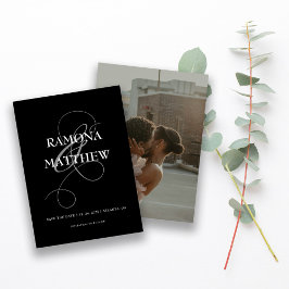 白黒モダンアンパサンド写真 セーブザデート