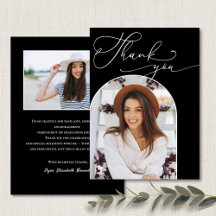 白黒モダンアーチ写真卒業