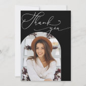 白黒モダンアーチ写真卒業 サンキューカード (正面)