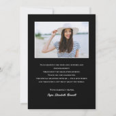 白黒モダンアーチ写真卒業 サンキューカード (裏面)