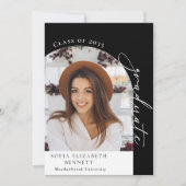 白黒モダンアーチ写真卒業 案内状 (正面)