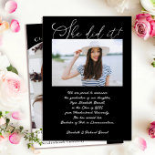 白黒モダンアーチ写真卒業 案内状