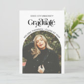 白黒モダンアーチ卒業写真 案内状 (スタンド正面)