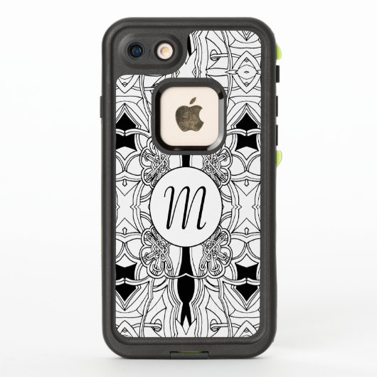 白黒モダンアートワークデザイン（モノグラム付） LifeProof iPhoneケース (裏面)