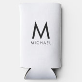 白黒モダンイニシャルモノグラムテンプレート スリム缶クーラー (正面)