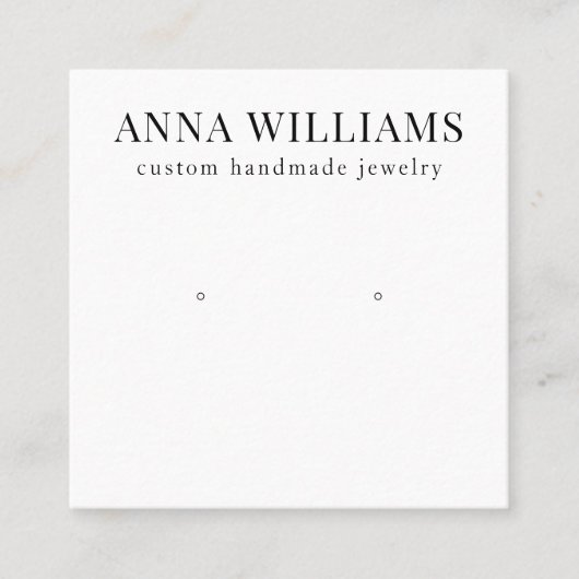 白黒モダンイヤリングスタッド表示 スクエア名刺 (正面)