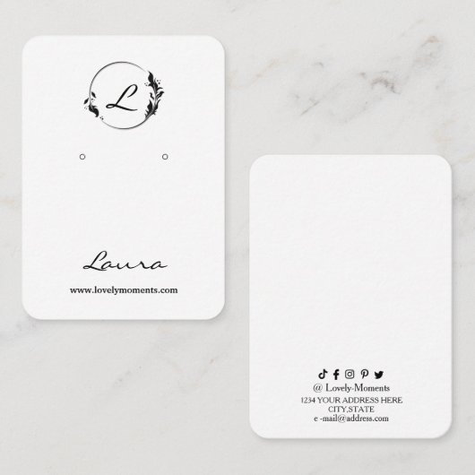 白黒モダンイヤリング表示カード 名刺 (正面/裏面)