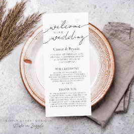 白黒モダンエレガントな結婚式プログラム