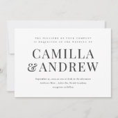 白黒モダンエレガントな結婚式 招待状 (正面)