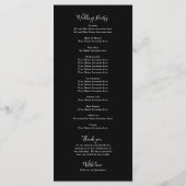 白黒モダンエレガントウェディングプログラムカード (裏面)