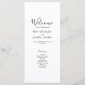 白黒モダンエレガントウェディングプログラムカード (正面)