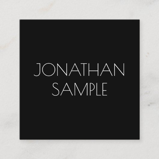 白黒モダンエレガントシンプルテンプレート スクエア名刺 (正面)
