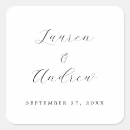 白黒モダンエレガントシンプル結婚の スクエアシール