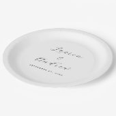 白黒モダンエレガントシンプル結婚の ペーパープレート (アングル)