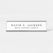 白黒モダンエレガントプロフェッショナルクラス デスクネームプレート (正面)