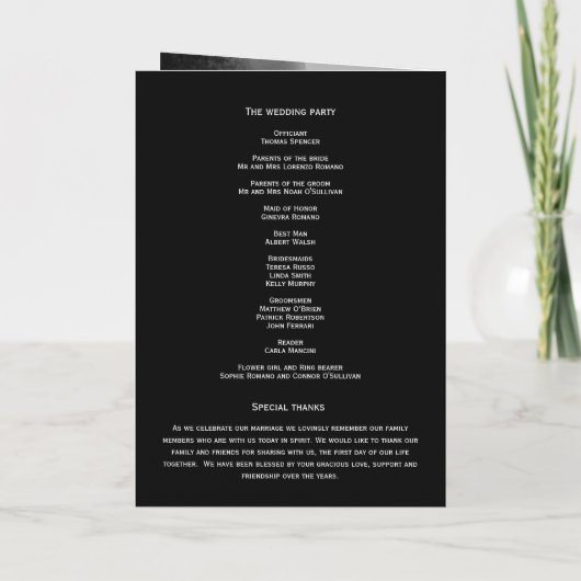 白黒モダンエレガント結婚の プログラム (裏面)