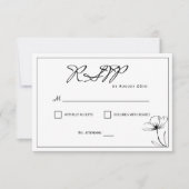 白黒モダンエレガント結婚の 出欠カード (正面)