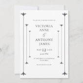 白黒モダンエレガント結婚の 招待状 (正面)