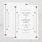 白黒モダンエレガント結婚の 招待状 (正面/裏面)