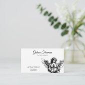 白黒モダンエンジェルタトゥーアーティスト 名刺 (スタンド正面)