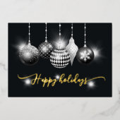 白黒モダンオーナメントクリスマス事業 箔シーズンカード (正面)