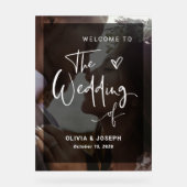 白黒モダンオーバーレイ |写真結婚の アクリルサイン (正面)