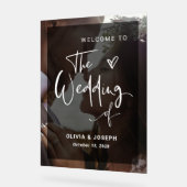 白黒モダンオーバーレイ |写真結婚の アクリルサイン (傾斜)