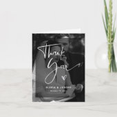 白黒モダンオーバーレイ |写真結婚の サンキューカード (正面)