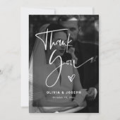 白黒モダンオーバーレイ |写真結婚の サンキューカード (正面)